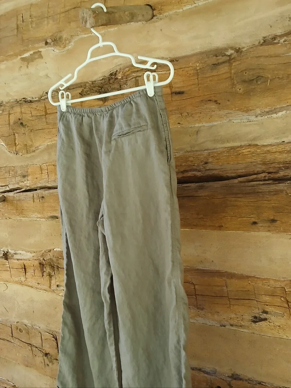 Zara Gray Mid Rise Drawstring Wide Leg Linen Pants Small